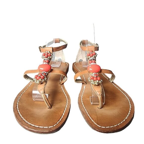 Ivanka Trump Genuine Leather Coral Sparkly Embellished Sandals 9M - Picture 4 of 15